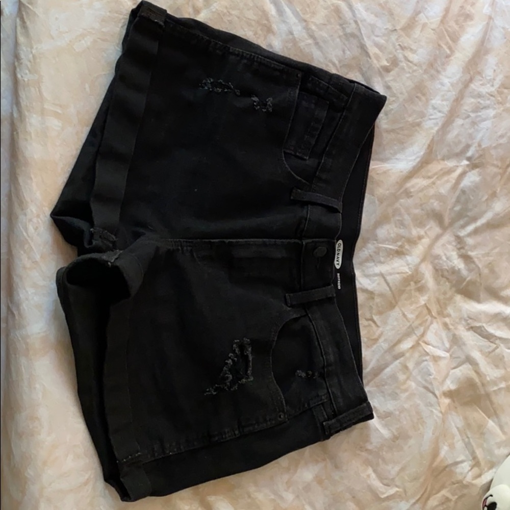 Black denim shorts